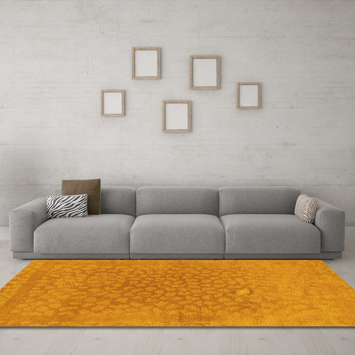 Machine Washable Abstract Yellow Modern Rug in a Living Room, wshabs1906yw