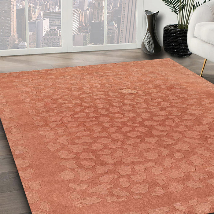 Abstract Orange Red Modern Rug in Family Room, abs1906