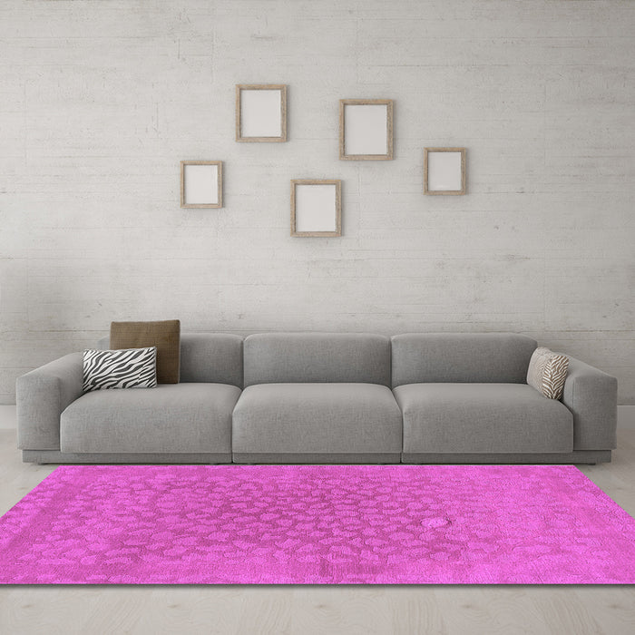 Machine Washable Abstract Purple Modern Area Rugs in a Living Room, wshabs1906pur