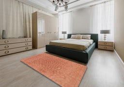 Abstract Orange Red Modern Rug in a Bedroom, abs1906