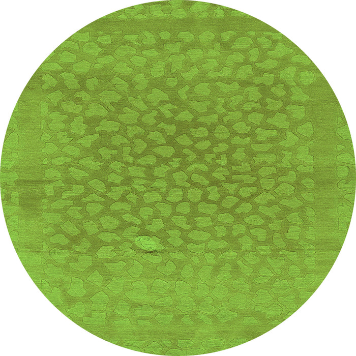 Round Machine Washable Abstract Green Modern Area Rugs, wshabs1906grn