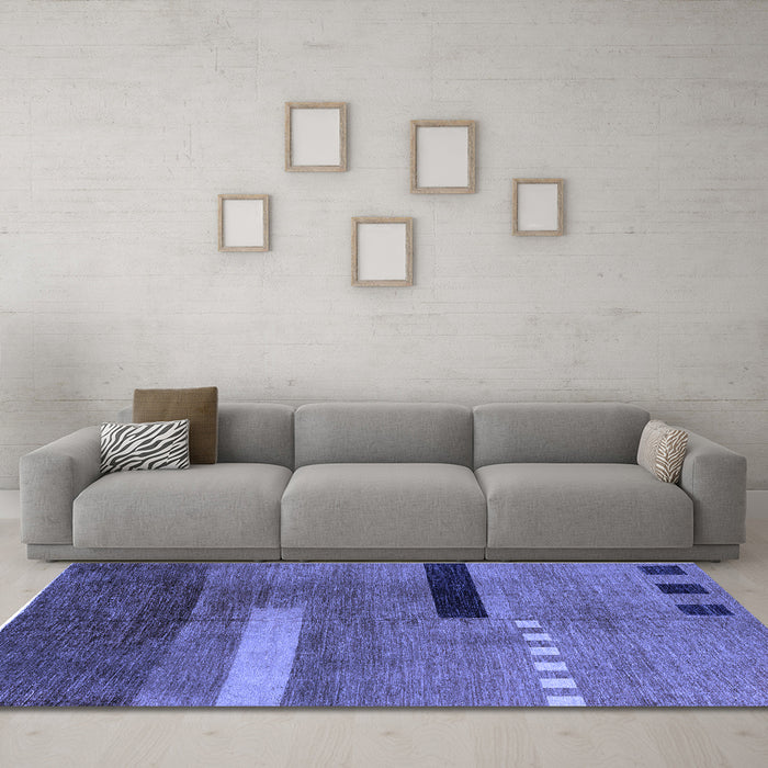 Machine Washable Abstract Blue Modern Rug in a Living Room, wshabs1907blu