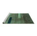 Sideview of Machine Washable Abstract Turquoise Modern Area Rugs, wshabs1907turq