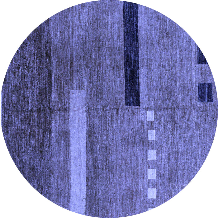 Round Abstract Blue Modern Rug, abs1907blu