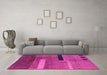 Machine Washable Abstract Pink Modern Rug in a Living Room, wshabs1907pnk