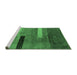 Sideview of Machine Washable Abstract Emerald Green Modern Area Rugs, wshabs1907emgrn