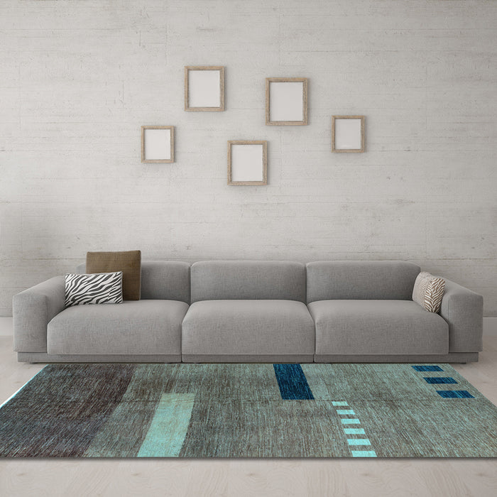 Machine Washable Abstract Light Blue Modern Rug in a Living Room, wshabs1907lblu