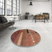 Round Abstract Orange Modern Rug in a Office, abs1907