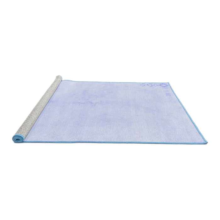 Sideview of Machine Washable Solid Blue Modern Rug, wshabs1908blu