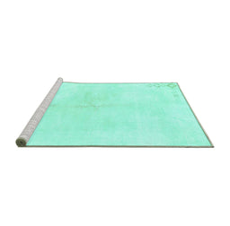 Sideview of Machine Washable Solid Turquoise Modern Area Rugs, wshabs1908turq