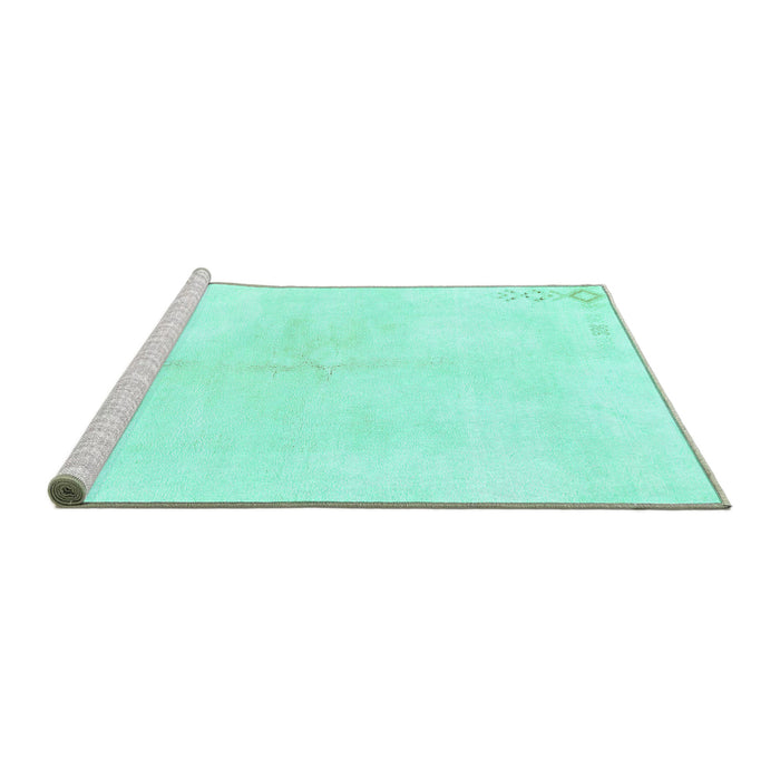Sideview of Machine Washable Solid Turquoise Modern Area Rugs, wshabs1908turq