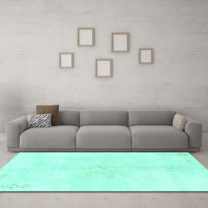 Machine Washable Solid Turquoise Modern Area Rugs in a Living Room,, wshabs1908turq