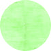 Round Machine Washable Solid Green Modern Area Rugs, wshabs1908grn