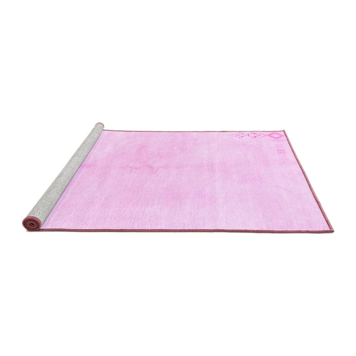 Sideview of Machine Washable Solid Pink Modern Rug, wshabs1908pnk