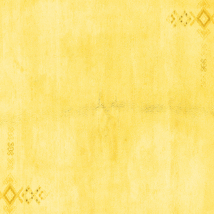 Square Machine Washable Solid Yellow Modern Rug, wshabs1908yw