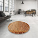 Round Machine Washable Abstract Orange Rug in a Office, wshabs1909