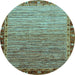 Round Machine Washable Abstract Light Blue Modern Rug, wshabs1909lblu