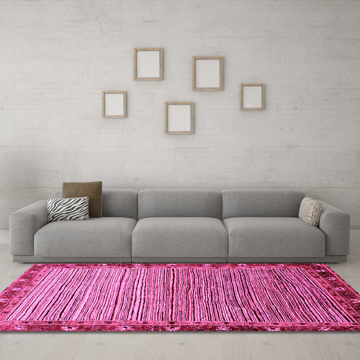 Machine Washable Abstract Pink Modern Rug in a Living Room, wshabs1909pnk