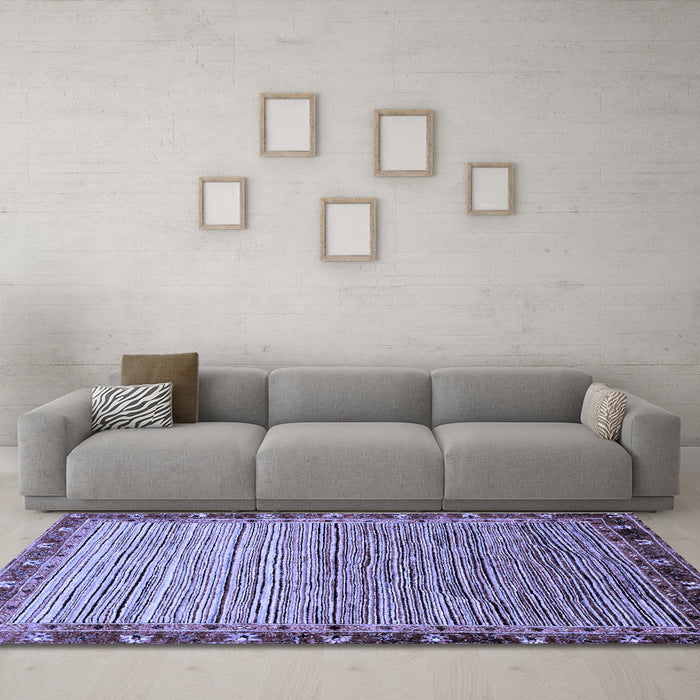 Machine Washable Abstract Blue Modern Rug in a Living Room, wshabs1909blu