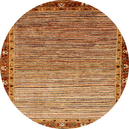 Round Machine Washable Abstract Orange Rug, wshabs1909