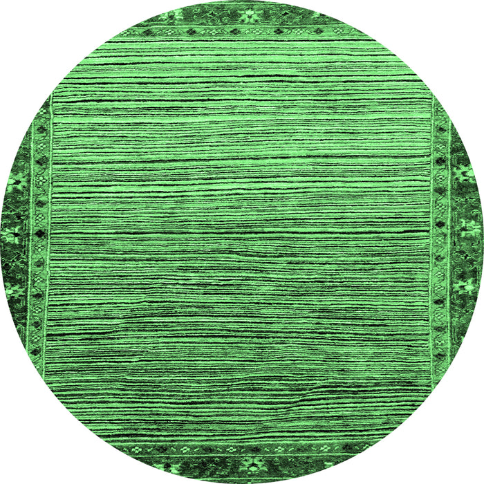 Round Machine Washable Abstract Emerald Green Modern Area Rugs, wshabs1909emgrn