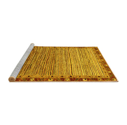 Sideview of Machine Washable Abstract Yellow Modern Rug, wshabs1909yw