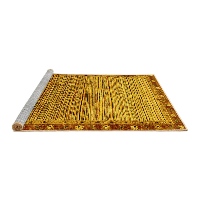 Sideview of Machine Washable Abstract Yellow Modern Rug, wshabs1909yw