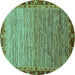 Round Abstract Turquoise Modern Rug, abs1909turq