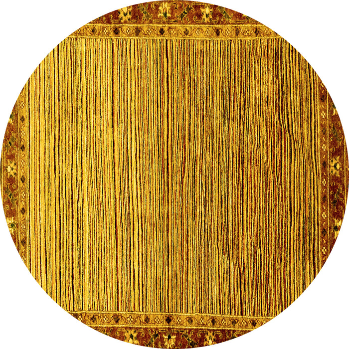 Round Abstract Yellow Modern Rug, abs1909yw