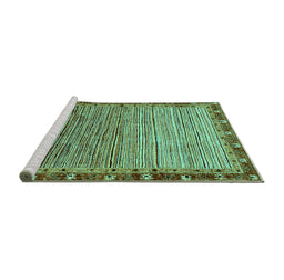 Sideview of Machine Washable Abstract Turquoise Modern Area Rugs, wshabs1909turq