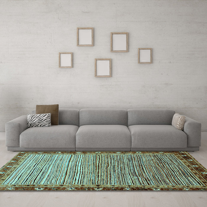 Machine Washable Abstract Light Blue Modern Rug in a Living Room, wshabs1909lblu