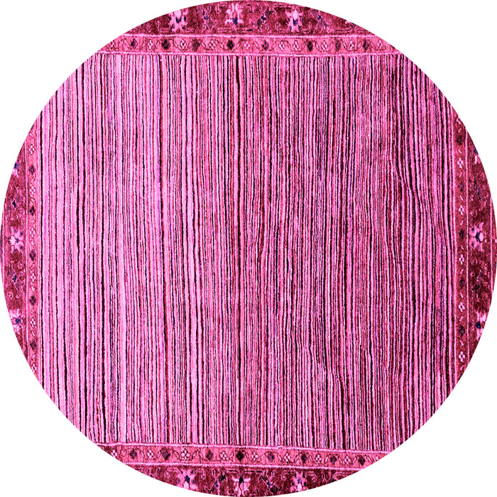 Round Machine Washable Abstract Pink Modern Rug, wshabs1909pnk