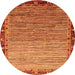 Round Machine Washable Abstract Orange Modern Area Rugs, wshabs1909org