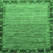 Square Machine Washable Abstract Emerald Green Modern Area Rugs, wshabs1909emgrn