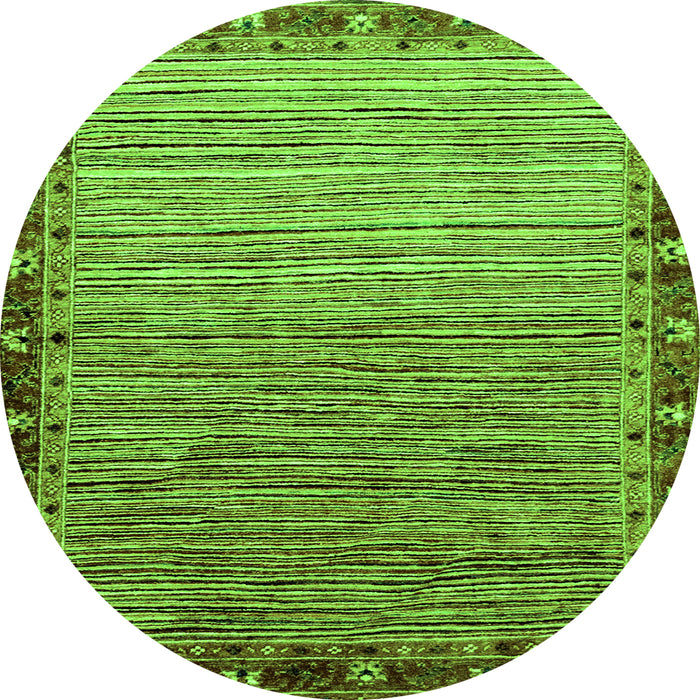 Round Machine Washable Abstract Green Modern Area Rugs, wshabs1909grn