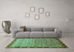 Machine Washable Abstract Turquoise Modern Area Rugs in a Living Room,, wshabs1909turq