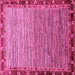 Square Machine Washable Abstract Pink Modern Rug, wshabs1909pnk