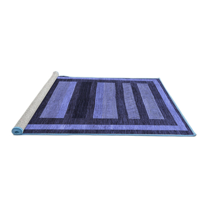Sideview of Machine Washable Abstract Blue Modern Rug, wshabs190blu