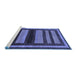 Sideview of Machine Washable Abstract Blue Modern Rug, wshabs190blu