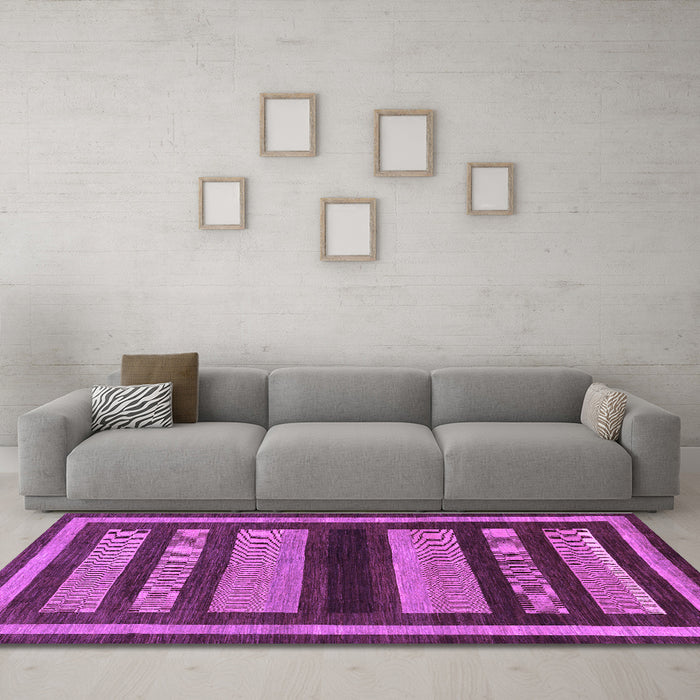 Machine Washable Abstract Purple Modern Area Rugs in a Living Room, wshabs190pur