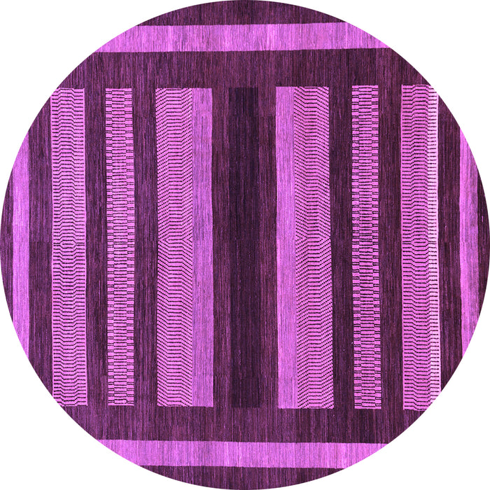 Round Machine Washable Abstract Purple Modern Area Rugs, wshabs190pur