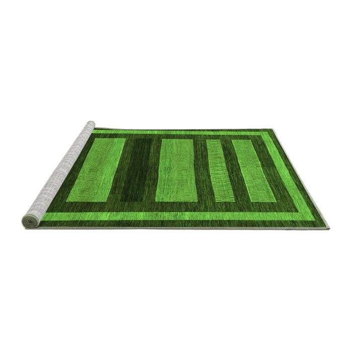 Sideview of Machine Washable Abstract Green Modern Area Rugs, wshabs190grn