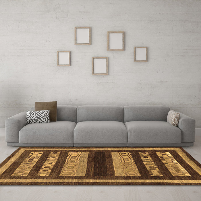 Machine Washable Abstract Brown Modern Rug in a Living Room,, wshabs190brn