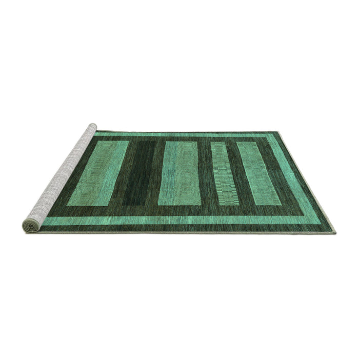 Sideview of Machine Washable Abstract Turquoise Modern Area Rugs, wshabs190turq