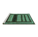 Sideview of Machine Washable Abstract Turquoise Modern Area Rugs, wshabs190turq