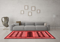 Machine Washable Abstract Red Modern Rug, wshabs190red