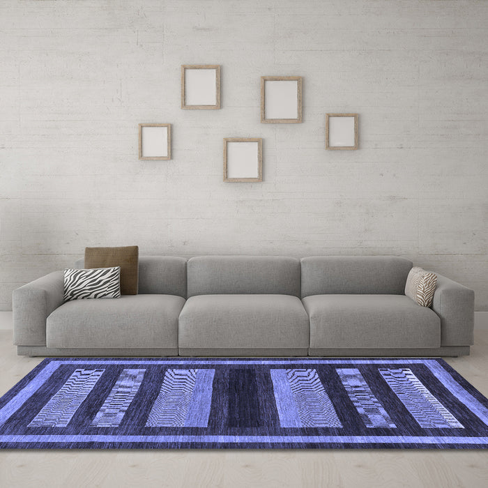 Machine Washable Abstract Blue Modern Rug in a Living Room, wshabs190blu