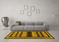 Machine Washable Abstract Yellow Modern Rug, wshabs190yw