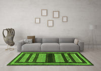 Machine Washable Abstract Green Modern Rug, wshabs190grn