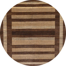 Round Abstract Red Brown Modern Rug, abs190